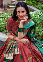 Load image into Gallery viewer, Maroon Tussar Silk Lehenga Choli

