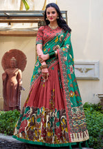Load image into Gallery viewer, Maroon Tussar Silk Lehenga Choli
