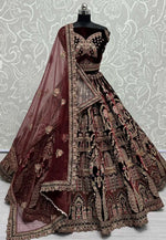 Load image into Gallery viewer, Maroon Velvet Bridal Lehenga Choli
