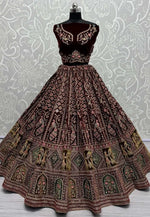 Load image into Gallery viewer, Maroon Velvet Bridal Lehenga Choli
