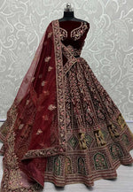 Load image into Gallery viewer, Maroon Velvet Bridal Lehenga Choli
