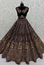 Load image into Gallery viewer, Maroon Velvet Bridal Lehenga Choli
