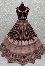 Load image into Gallery viewer, Maroon Velvet Bridal Lehenga Choli
