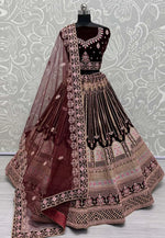 Load image into Gallery viewer, Maroon Velvet Bridal Lehenga Choli
