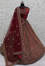Load image into Gallery viewer, Maroon Velvet Bridal Lehenga Choli
