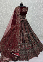 Load image into Gallery viewer, Maroon Velvet Bridal Lehenga Choli
