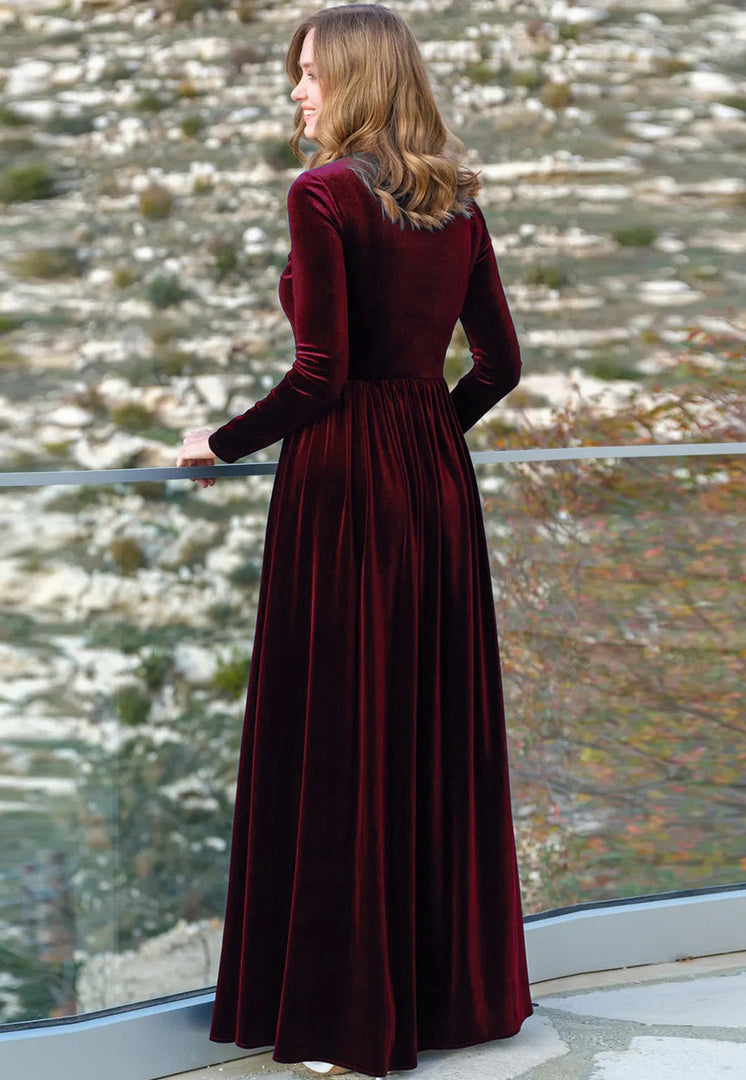 Maroon Velvet Gown