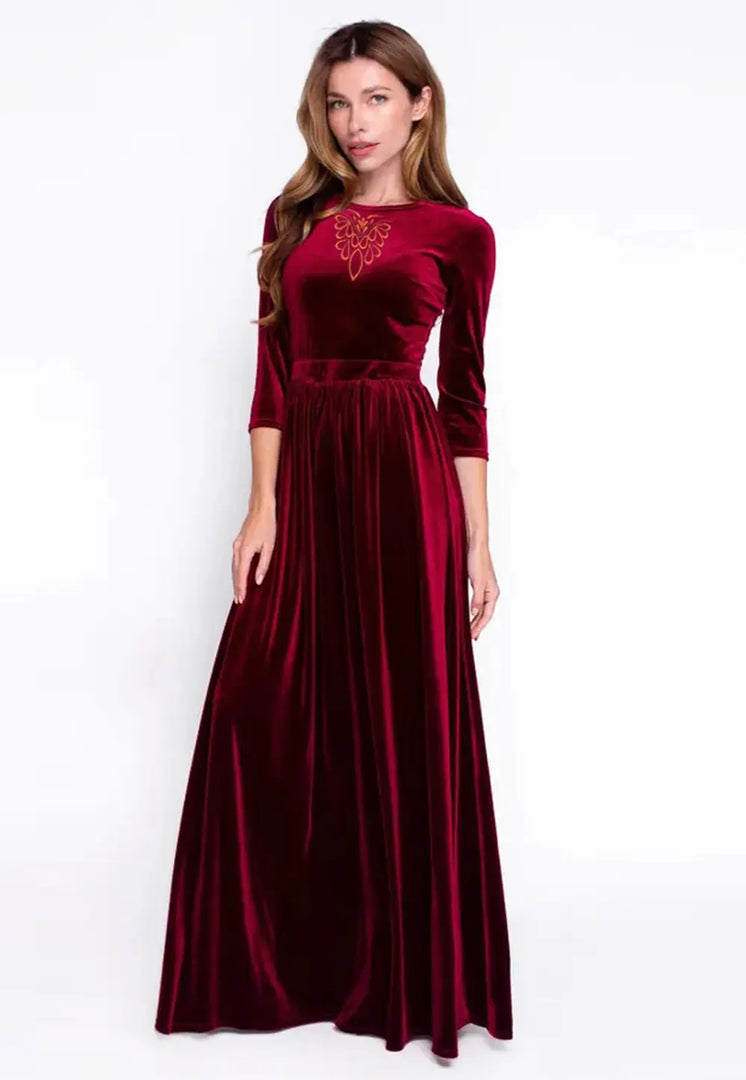 Maroon Velvet Gown