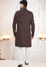 Load image into Gallery viewer, Maroon Velvet Indo Western Suit

