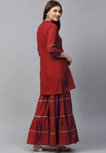 Load image into Gallery viewer, Maroon Velvet Kurta Set With Palazzo
