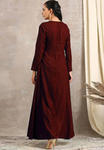 Load image into Gallery viewer, Maroon Velvet Kurta Set With Pent
