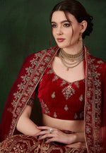 Load image into Gallery viewer, Maroon Velvet Lehenga Choli

