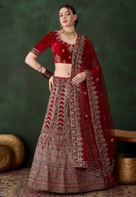 Load image into Gallery viewer, Maroon Velvet Lehenga Choli
