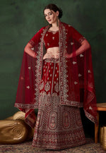 Load image into Gallery viewer, Maroon Velvet Lehenga Choli
