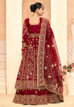 Load image into Gallery viewer, Maroon Velvet Long Choli Lehenga
