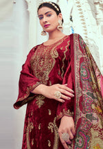 Load image into Gallery viewer, Maroon Velvet Pakistani Suit
