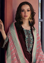 Load image into Gallery viewer, Maroon Velvet Pakistani Suit
