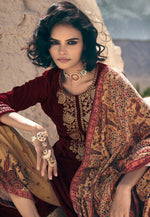 Load image into Gallery viewer, Maroon Velvet Palazzo Suit
