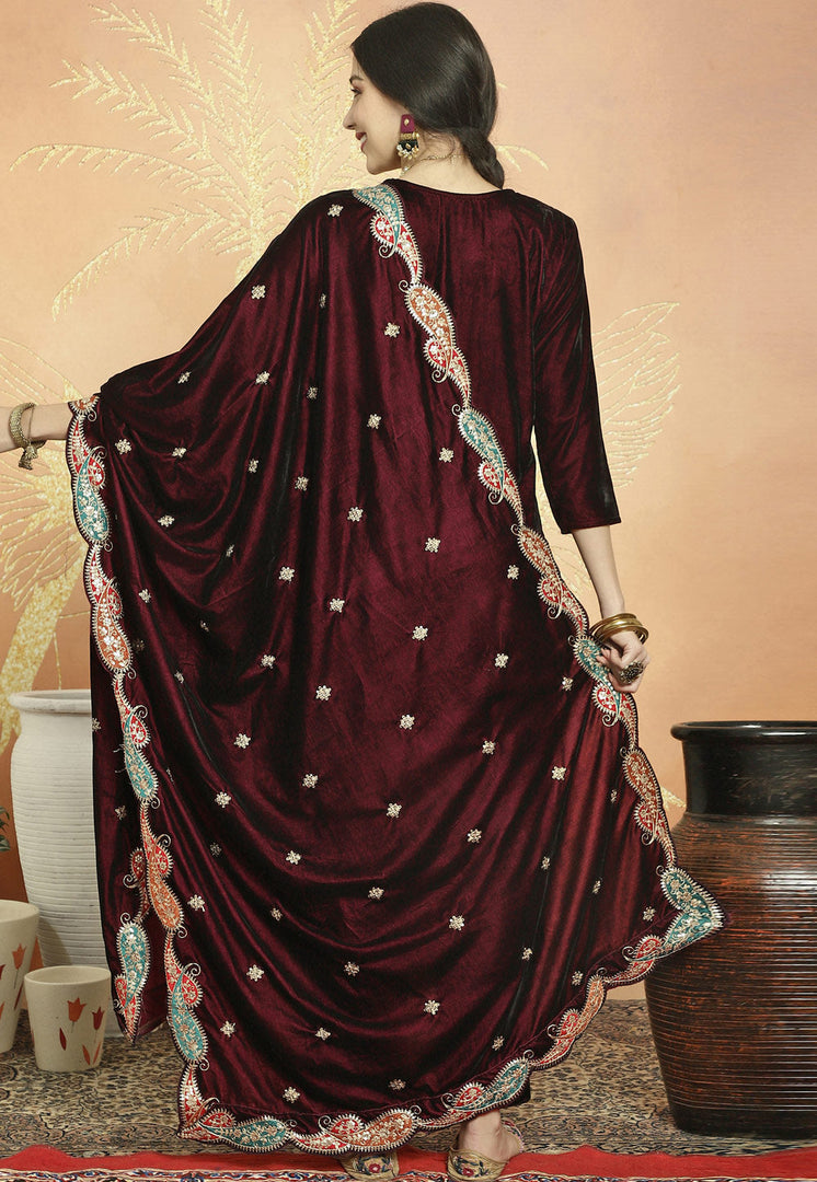Maroon Velvet Pant Style Suit