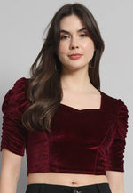 Load image into Gallery viewer, Maroon Velvet Readymade Blouse
