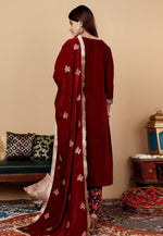 Load image into Gallery viewer, Maroon Velvet Readymade Pakistani Suit
