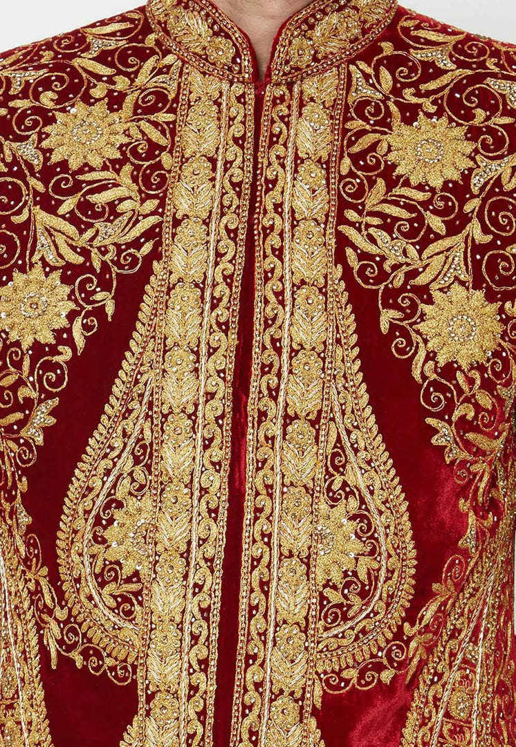 Maroon Velvet Sherwani