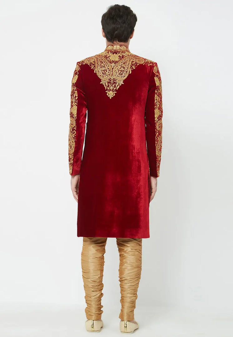 Maroon Velvet Sherwani