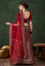 Load image into Gallery viewer, Maroon Velvet Wedding Lehenga Choli

