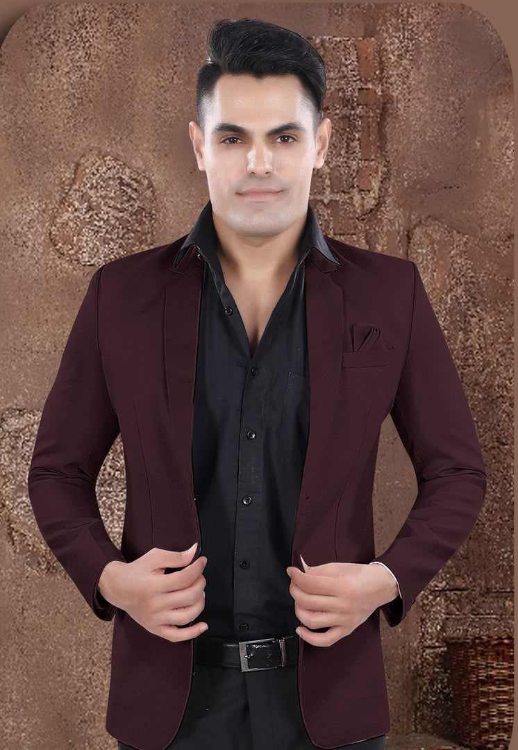 Maroon Viscose Blazer With Pant