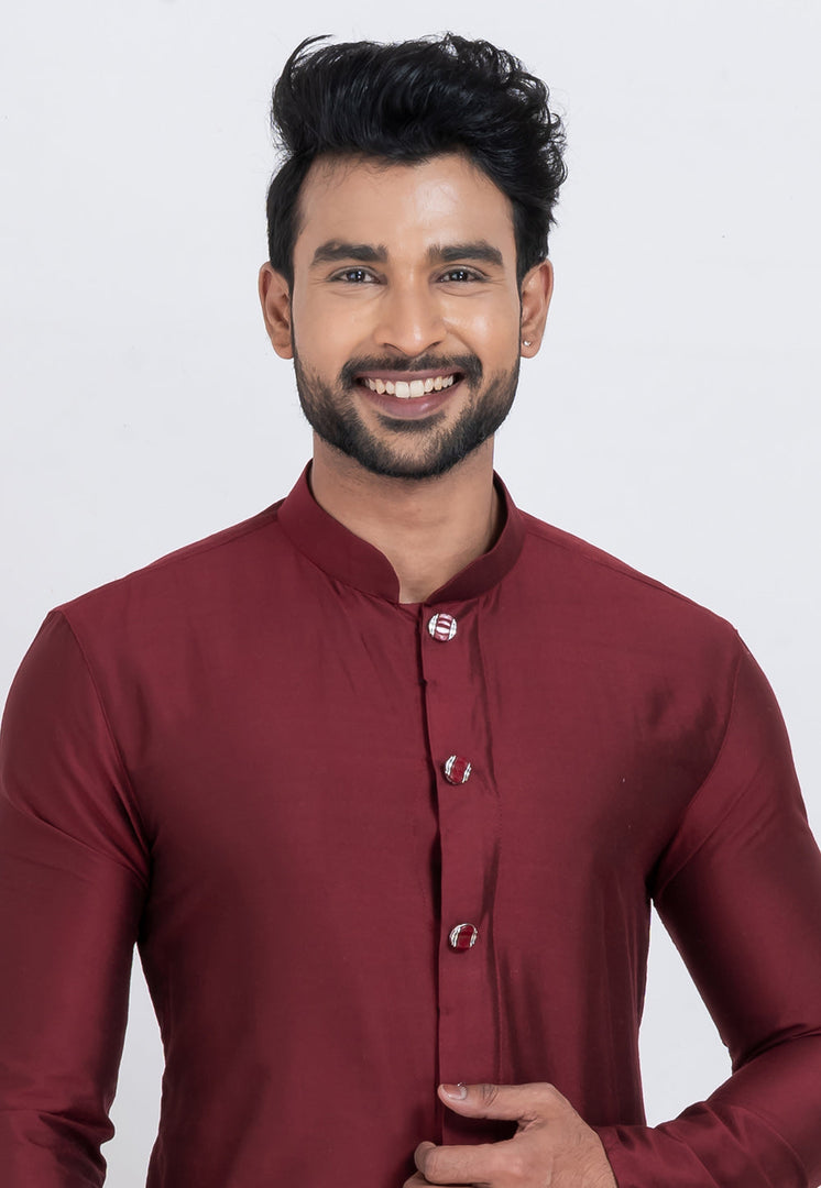 Maroon Viscose Indo Western Kurta