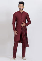 Load image into Gallery viewer, Maroon Viscose Indo Western Kurta
