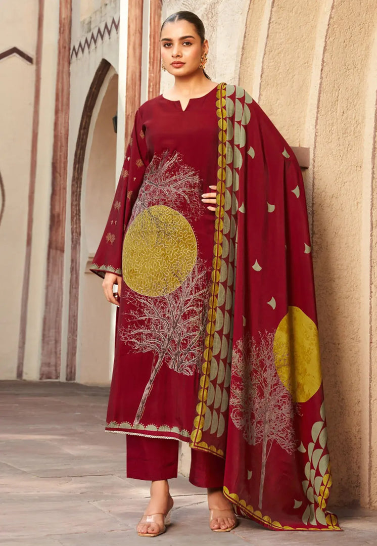Maroon Viscose Pakistani Suit