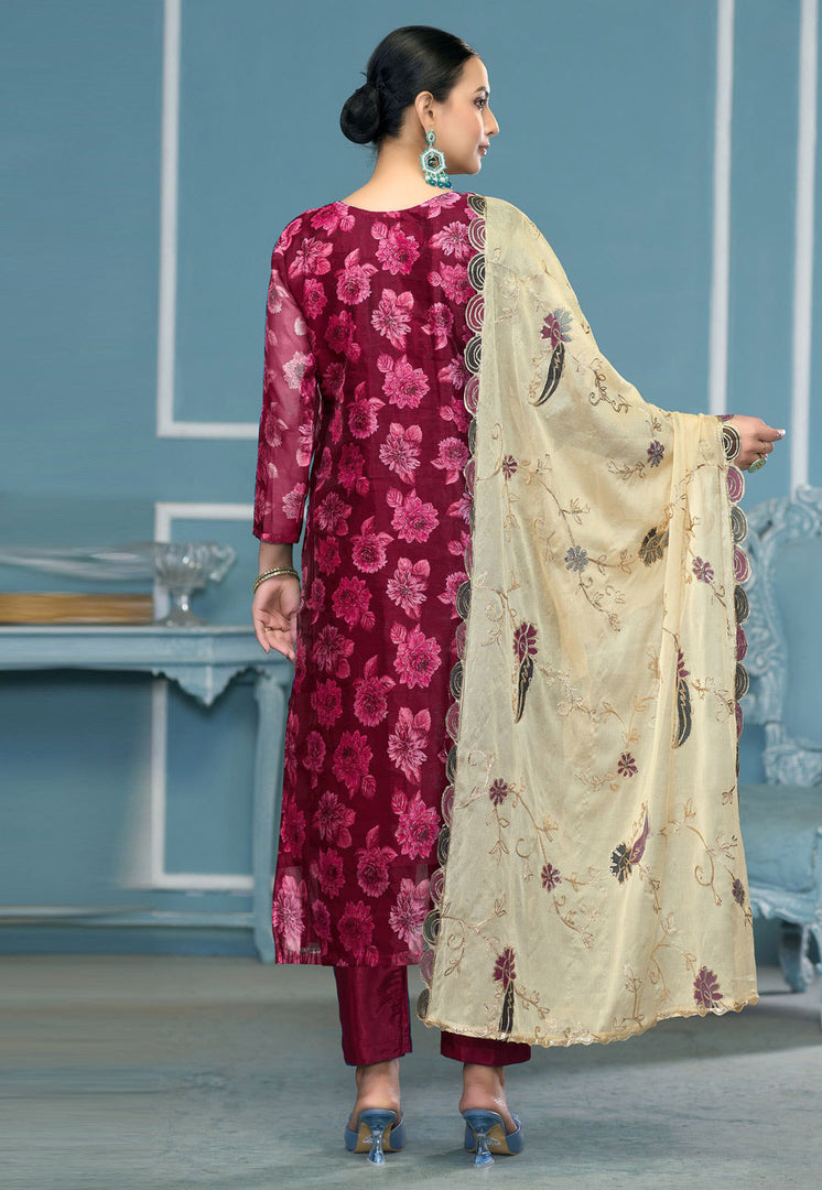 Maroon Viscose Pakistani Suit