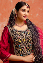 Load image into Gallery viewer, Maroon Viscose Rayon Readymade Pakistani Suit

