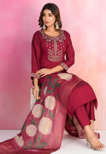 Load image into Gallery viewer, Maroon Viscose Readymade Pakistani Suit
