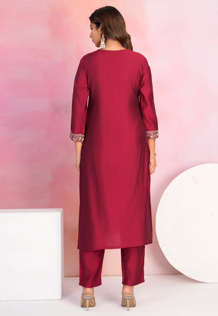 Maroon Viscose Readymade Pakistani Suit