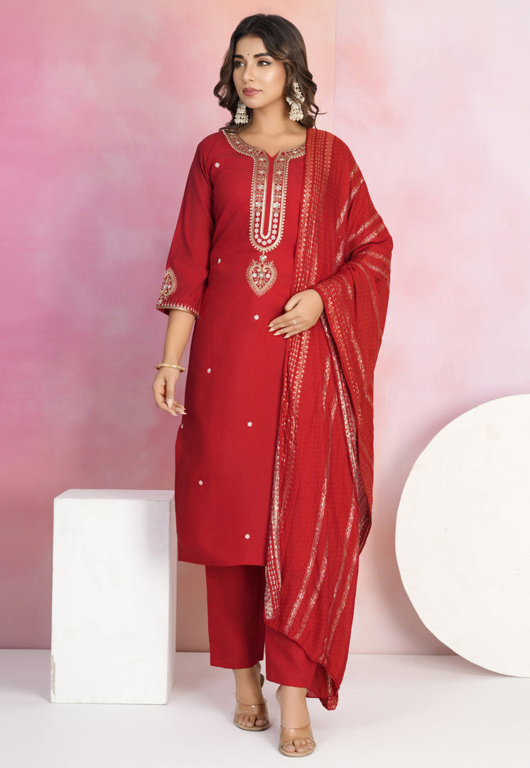 Maroon Viscose Readymade Pakistani Suit