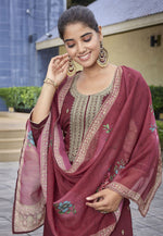 Load image into Gallery viewer, Maroon Viscose Readymade Pant Style Suit
