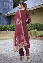 Load image into Gallery viewer, Maroon Viscose Readymade Pant Style Suit
