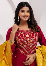 Load image into Gallery viewer, Maroon Viscose Readymade Pant Style Suit
