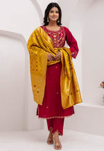 Load image into Gallery viewer, Maroon Viscose Readymade Pant Style Suit
