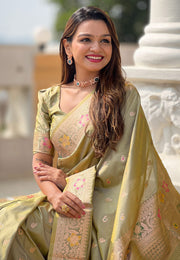 Mehndi Banarasi Silk Saree