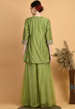 Load image into Gallery viewer, Mehndi Chanderi Kurta Set With Palazzo

