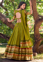 Load image into Gallery viewer, Mehndi Chanderi Lehenga Choli

