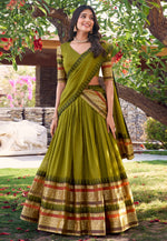 Load image into Gallery viewer, Mehndi Chanderi Lehenga Choli
