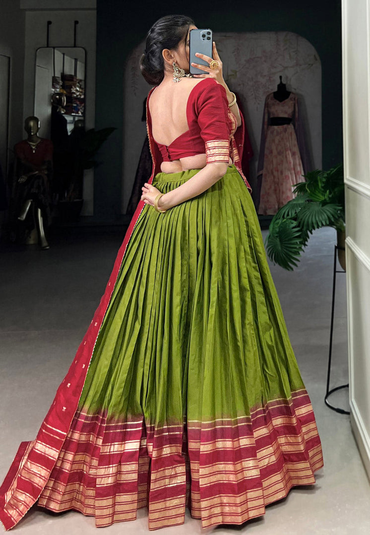 Mehndi Chanderi Lehenga Choli