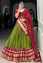 Load image into Gallery viewer, Mehndi Chanderi Lehenga Choli
