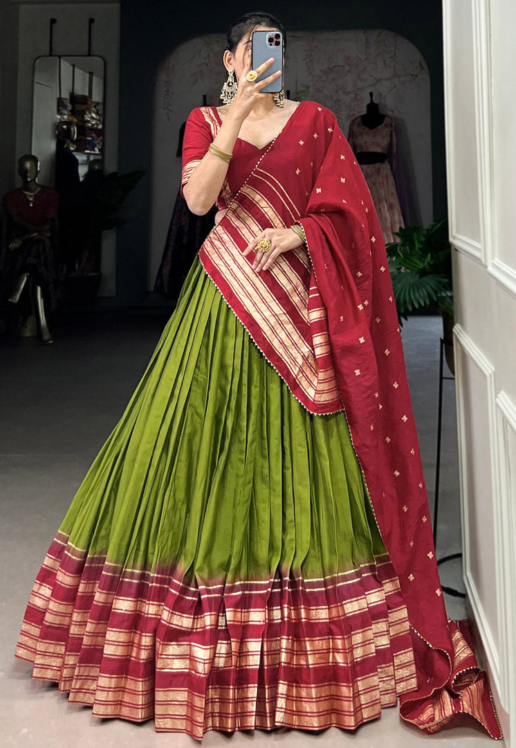 Mehndi Chanderi Lehenga Choli