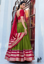 Load image into Gallery viewer, Mehndi Chanderi Lehenga Choli
