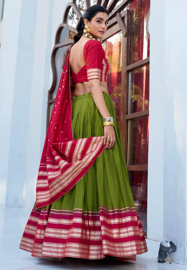 Mehndi Chanderi Lehenga Choli